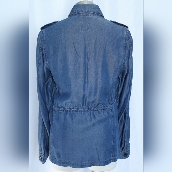 Gap Utility Denim Jacket S Light Indigo Button & Zip Patch Pockets - Picture 2 of 8